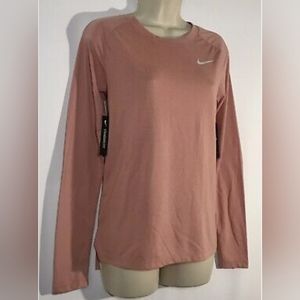 Nike Breath Tailwind Crew Shirt Women's Long Sleeve Running Dri-Fit Peach